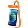 Generic Custodia impermeabile per iPhone 16/15 Pro Max e per Galaxy S24+/S23-7 pollici, custodia impermeabile con cordino, IPX8 da viaggio in spiaggia, essenziale per navi da crociera, arancione