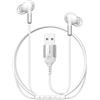 DuKabel Auricolari in-ear con cavo USB in orecchio, con controllo del volume, isolamento acustico, compatibile con computer, PS4, PS5, laptop, bianco
