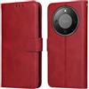 YUXING Cover per Honor Magic 8 Lite/X9D, Custodia a Libro in Pelle | Portafoglio, Blocco RFID, Porta Carte e Tasca Contanti, Chiusura Magnetica, Supporto, Antiurto-Rosso