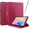 Netany Rotating Custodia per Samsung Galaxy Tab S6 Lite 10.4 (P610/P615) 2020 & 2022, con penna PU Pelle Flip Cover, con portapenne Supporto Rotazione 360 Protettiva Cover [Auto Sveglia/Sonno] - Rosso
