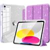 TiMOVO Cover per iPad A16 11a Gen 11&10a Gen 10,9, Glitter Taro Violetta | Portapenne, TPU Brillantini, Scocca Posteriore Trasparente Lucida, Supporto Trifold Sottile, Auto Sveglia/Sonno