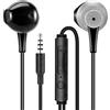MAS CARNEY WH5 Cuffie con Filo e Microfono, Auricolari con Filo Jack da 3.5mm, Cuffiette Telefonino con Controllo del Volume, Auricolare Cellulare con Cavo per Smartphone e PC- Nero