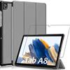 ebestStar - Cover per Samsung Galaxy Tab A8 10.5 (2021) SM-X200 X205, Custodia Protezione Flip Magnetica, Slim Case Sottile Pelle PU, Grigio + Vetro Temperato