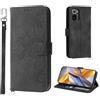 Auslbin Custodia per Xiaomi Poco M5S 4G 6,43/Poco M5S/Note 10/10S 4G, con scomparto per 5 carte, con funzione di supporto e cordino, in pelle PU, colore: nero