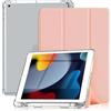 DAORANGE Custodia Cover per iPad 9a / 8a / 7a Generazione 10.2 2021/2020/2019, Cover in Pelle PU Ultra-sottile Leggero con Portapenne, Supporto Trifold e Funzione Auto Svegliati/Sonno (Rosa)