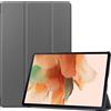 SATURCASE Custodia per Samsung Galaxy Tab S7 FE 12.4 SM-T730 T733 T736B, in pelle PU Flip Folio Pieghevole Stand Slim Light Auto Wake Up/Sleep Cover protettiva Tablet (grigio)