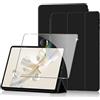 Rojeuinn Cover per Honor Pad 9 2024 12.1 inches custodie+1 Pezzi Vetro Temperato,Gomma Protezione Protettivo,Ultra Sottile Antiurto Anti-Graffio TPU Flessibile Case-Nero