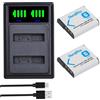 DuraPro 2 batterie NP-BG1 NP-FG1 + caricatore a LED Dual USB con porta di tipo C per Sony DSC-H7 H9 H10 H20 H70 H50 H55 H90 HX5V HX9V HX10V DSC-W30 W35 W50 W55 W70 W80 W120 W120 W120 W150 W220 WX1