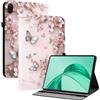 Generico DayQiQiPu Custodia per Honor Pad X8a (11,0 Pollici) Cover Ribaltabile in pelle PU Motivo Farfalla Rosa Guscio Portafoglio con Supporto Custodia Multifunzionale, 01