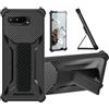 Aroepurt Custodia per Asus Rog Phone 5 Cover Custodia Case Ibrida [Con protezione dello schermo in vetro temperato] [supporto magnetico pieghevole] [resistente alle impronte digitali smerigliato] Nero