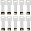 Fenglangrong 10 pezzi, 8GB USB Flash Drive-Portachiavi, in metallo, a forma di chiave di memoria USB 2,0 Silver-2 8GB