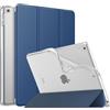 MoKo Cover per iPad 9a/8a/7a Gen 10,2 2021/2020/2019, Grigio Blu | iPad Cover in TPU e Pelle PU Semi-Trasparente Sostegno Supporto Sottile con Morbido TPU Cover con Auto Svegliati/Sonno