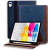 ONETHEFUL Custodia Cover Compatibile con iPad 11a Generazione (A16) 11 (2025) / iPad 10a Gen 10.9 (2022), Custodia in Pelle con Portapenna, Tasca e Angoli di Visione Regolabili,Auto Svegliati/Sonno Blu