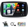 Aublinto 4+64G Autoradio per Benz Smart 2014-2022 con Wireless Carplay Android Auto, 9 pollici Touch Screen Radio con GPS/Bluetooth/FM/SWC/Mirror Link,Fotocamera di Riserva