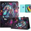 Auslbin Colorata PU Cover Samsung Galaxy Tab S5e 2019 10.5 Pollici, Colorata e in Movimento, Bellissimo Motivo, Custodia per Tablet Flip Tab S5e/SM-T720 con Supporto, Tigre