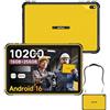 Ulefone RugKing Pad 2 Pro(2026) Rugged Tablet Android 16, 10200mAh Robusto Tablet 16GB+256GB, 10,1 Pollici 90Hz Tablet Indistruttibile, Fotocamera 48MP, 4G LTE Dual/eSIM, IP68/69K, NFC, GPS, Giallo