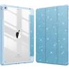FINTIE Custodia per iPad 6a Gen. 2018 / 5a Gen. 2017 / iPad Air 2 / Air 9.7 Pollici con Pencil Holder, Antiurto Sottile Case Posteriore Trasparente Cover con Auto Sveglia/Sonno, Glitter Blu