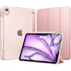 MoKo Cover per iPad Air 11 Pollici (M4/M3/M2) 2026/2025/2024 con Portapenna | Cover per iPad Air 5a/4a Gen 10,9 2022/2020,Custodia iPad Air Trifold Sottile Leggera con Retro PC Rigido Traslucido,OroRosa