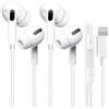 AEAOA Confezione da 2 cuffie Lightning con cavo, Apple MFi certificate per iPhone 14/14 Plus/13/12/11/8/7 X Pro Max, auricolari in-ear HiFi Audio Stereo