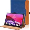 Oduio Custodia per Lenovo Yoga Tab Plus 12.7 Pollici 2025 Pelle Case, Multi-Angli Supporto Pieghevole Cover Protettiva con Tasca e Funzione Supporto-Blu