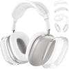 Generic Custodia in silicone 4 in 1 per AirPods Max, trasparente, morbida custodia trasparente in TPU per Apple AirPods Max (2024/2020) (USB-C/Lightning), bianco