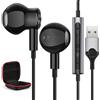 iMangoo Cuffie In-Ear USB Cuffie da Gioco USB con Microfono con Cavo 2,3 m | PC Gaming Cuffie con Filo Stereo HiFi Semi In Ear Cuffie PC Controllo del Volume per PC Laptop Desktop Skype Office Live