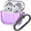 Generic Custodia protettiva in TPU per AirPods, cover morbida antiurto con portachiavi, compatibile con AirPods 4, design semplice, viola trasparente