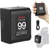 Moman Batteria V Mount, Moman Power99 Vlock Batteria Mini 99Wh/14.4V 530g con Uscite Dual D-Tap e 65W USB-C Compatibile per Videocamera BMPCC 4k/6k Blackmagic Luci a LED ecc, Battery-V-Mount-Lock-Battery