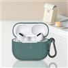 Generic Compatibile con custodia per AirPods 3, custodia protettiva in morbido silicone con portachiavi per AirPods 2021 di terza generazione, verde pino