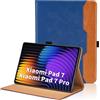 Oduio Custodia per Xiaomi Pad 7 / Xiaomi Pad 7 Pro (2025) 11.2 Pollici Pelle Tablet Case, Multi-Angli Supporto Pieghevole Cover Protettiva con Tasca,Auto Sveglia/Sonno - Blu