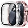 Generic Confezione da 2 custodie protettive scintillanti e pellicole protettive per Apple Watch Series 11/10 9/8/7/6/5/4, custodia protettiva da donna con diamanti scintillanti (40 mm, rosa + trasparente)