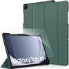 CACOE Cover Compatibile con Samsung Galaxy Tab A9+ / A9 Plus 2023 11 | Custodia con Ultra Sottile in Pelle con Vetro Temperato Ultra Sottile, Verde Notte Scuro