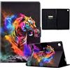 LSPCASA Protettiva Case Compatibile Con iPad 10.2 / iPad 9th Gen / 8th Gen / 7th Gen Stand Cover iPad 9 Generazione Con Slot Per Carte Custodia iPad 9 Generazione Colore Tigre