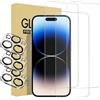 Generic Confezione da 3 pellicole protettive per iPhone 14 Pro Max [6,7 pollici] + 3 pellicole protettive per obiettivo della fotocamera, protezione sensore, compatibile con Dynamic Island, pellicola in vetro