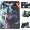 Vaitasy Custodia per Huawei Mediapad T5 10.1 Pollici 2018 | Flip Portafoglio Cover con Pencil Holder Tablet Custodia per Huawei Mediapad T5 10.1 - lupo di ghiaccio