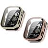 Generic 2 custodie per Amazfit Bip 6 in vetro temperato, rigido PC ultra sottile in vetro di protezione completa per Amazfit Bip 6 smartwatch (beige/rosa)