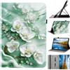 Generico DayQiQiPu Custodia per Samsung Galaxy Tab S7+ Plus SM-T970/T976B/T975 Flip Copertura Protettiva in PU Pelle Motivo Fiori Giada, con Slot per Schede e Supporto, Caso Multi-Funzionale 02