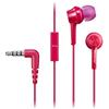 Panasonic RP-TCM115 Auricolari In-Ear Ergonomici, Driver da 9 mm, Bassi Potenti, Microfono in Linea, Compatibili con Smartphone, Cavo da 1,2 m, Rosa