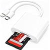 Poutek 2 in 1 Lettore Schede SD USB C Lightning Plug & Play, Compatibile con iOS | Cavo Per Micro SD Card Reader Digitale Macchina Fotografica TF Memoria Esterna per iPhone 17 16 15 14 13 11 8