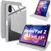 Lemxiee Cover per Xiaomi Redmi Pad 2 11 Case Custodia in pelle PU + Acrilico trasparente per supporto rotante & Slot per penna