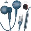 AIAUXAI In Ear Cuffie USB C per Samsung S26 S25 S24 S23 A56 A16 A17 Blu | Microfono e Controllo Volume, Design Magnetico, Auricolari con Filo per iPhone 17 16 15, Cuffiette per Google 10 9 per Xiaomi