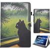 Bemoloon PU Tablet Cover per Samsung Galaxy Tab A 10.1 2016 A6/T580/T585 - Colori Vibranti & Design alla Moda, Anti-Graffio, Sblocco/Standby Automatico, Malancholy Cat