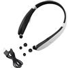 ZenithAur Cuffie Bluetooth archetto da collo, auricolari pieghevoli e retrattili e un esclusivo altoparlante per cuffie dal design 2 in 1 per un audio versatile a casa o in (Black White)