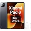 XIAOMI Pad 8 8 GB/256 GB, WiFi 7, tablet da 11,2 3,2K, audio Dolby Atmos, processore Snapdragon 870, batteria 9200 mAh (caricatore non incluso), grigio, caricatore 67 W incluso