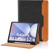 Oduio Custodia per Samsung Galaxy Tab S12 Plus 12,4 2026 (SM-X840/X846B), nera | Custodia protettiva in pelle PU Business Folio con S portapenne, supporto multi-angolo con cinturino da polso e tasca