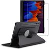 ebestStar - Cover per Samsung Galaxy Tab S7+ SM-T970, Custodia Protezione Rotazione 360, Pelle PU, Nero + Vetro Temperato
