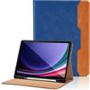 Oduio Custodia per Samsung Galaxy Tab S10 Ultra 2024/S9 Ultra 2023 14.6 pollici SM-X920/X926B/X910/916 Cover in PU Case Coperchio con Tasca,Portapenne Multi-Angli Supporto Pieghevole Cover Protettiva,Blu