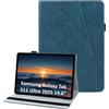 laddutoi Cover per Samsung Galaxy Tab S11 Ultra 14,6 2025, Marrone | Custodia per SM-X930/X936 in PU Pelle, Supporto Stand, Slot per Schede, Protettiva Flip Folio Tablet Cover Case