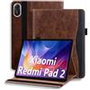 ONETHEFUL Custodia Protettiva per Xiaomi Redmi Pad 2 11 (2025) | in Pelle PU | Apertura Magnetica a Coperchio | Supporto Regolabile | 2 Slot per Carte | Sveglia Automatica | Marrone
