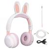 Ejoyous Cuffie Wireless per Bambini, Scheda di Memoria di Supporto, Cuffie con Orecchie di Coniglio, Suono HD Sereo, Multifunzionale, Batteria a Lunga Durata per l'apprendimento Online per PC per